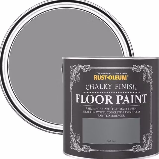 Rust-Oleum Water-Based Scratch-Proof Floor Paint in Matt Finish, Grey, 2.5L – 1