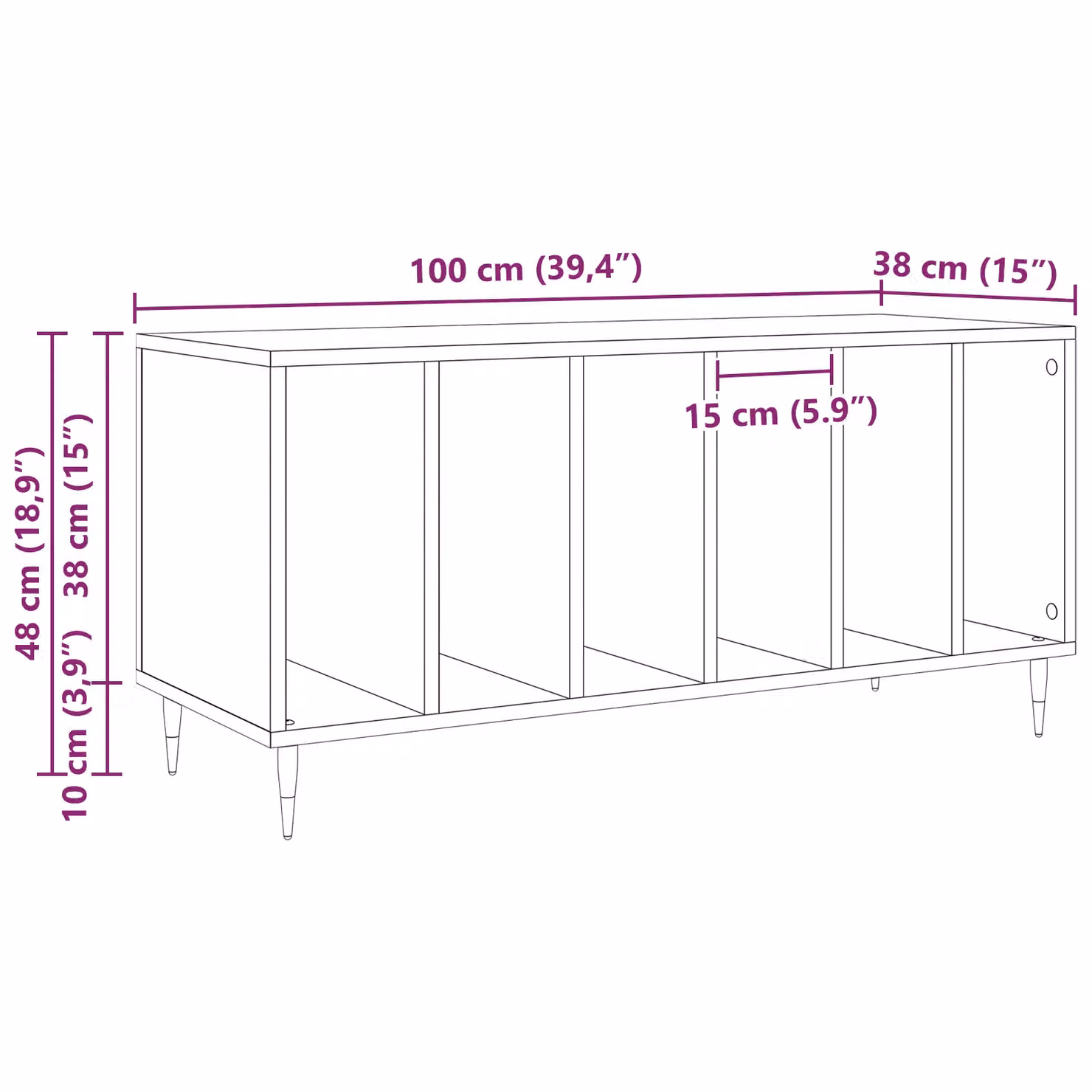 Berkfield Home Artisan Oak Record Cabinet in Brown, W/D/H: 100 x 38 x 48 cm – 4