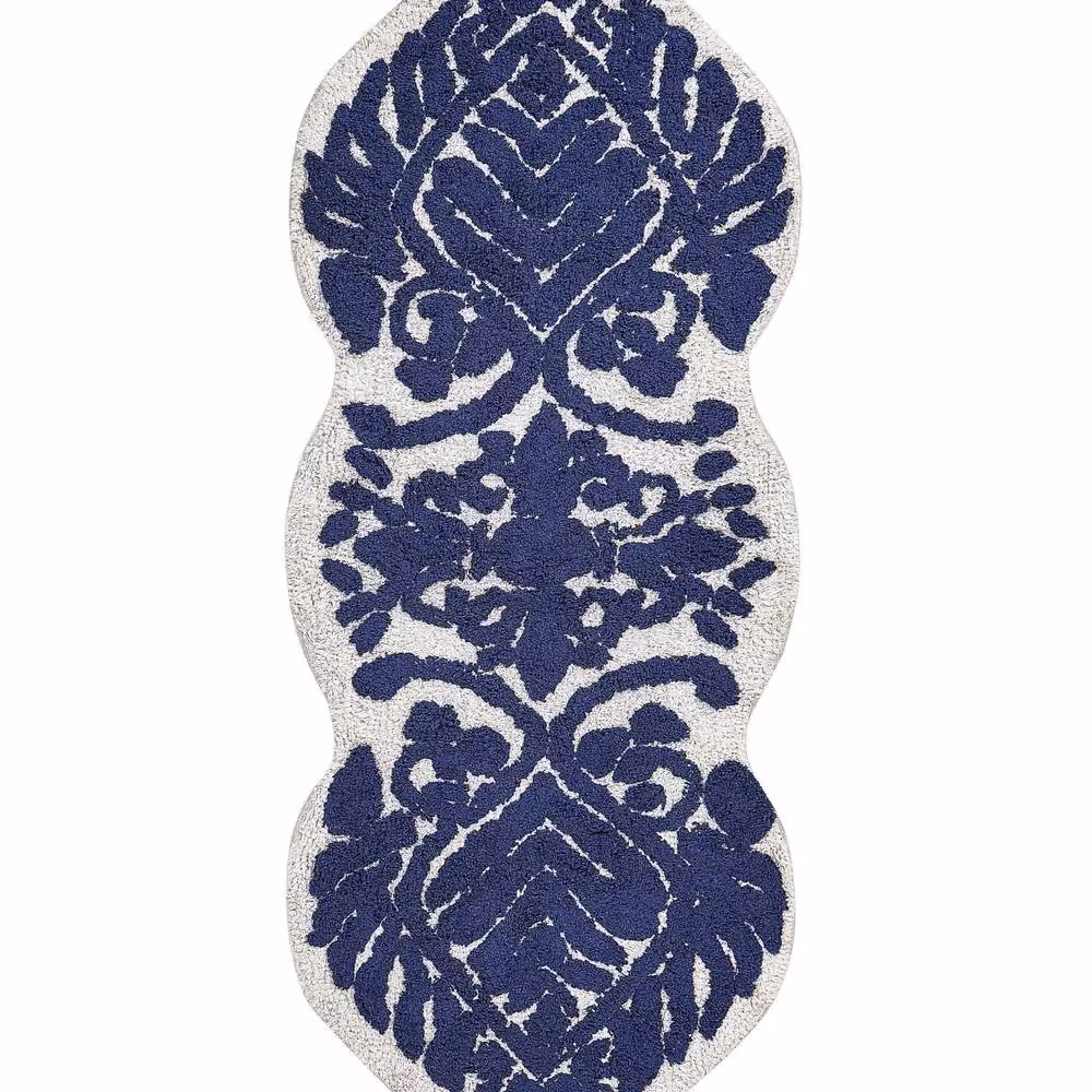 Wyld and Coco Blue Cotton Bath Mat, W: 150 cm, D: 60 cm – 2