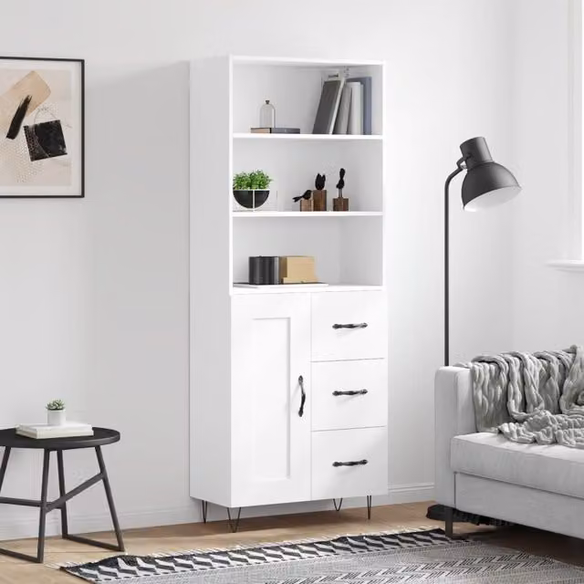 Berkfield Home Modern White Matt Highboard W/D/H: 69.5 x 34 x 180 cm – 1