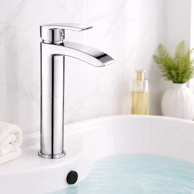 Bathroom Kingdom Belini Chrome High Rise Single Lever Basin Mixer Tap in Silver