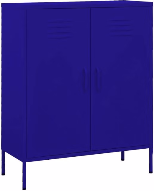 Berkfield Home Navy Blue Steel Storage Cabinet with Hinged Doors, W/D/H: 80 x 35 x 101.5 cm – 1
