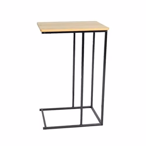 OHS C-Shaped Sofa Side Table in Brown with Metal Frame and MDF Top – 1