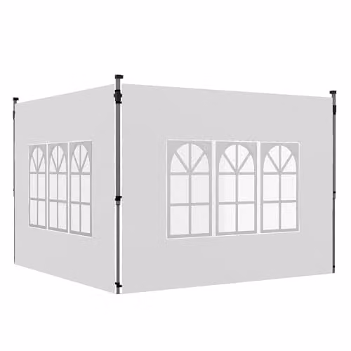 Outsunny White Polyester Gazebo Side Panels for 3x3m or 3x4m Pop Up Gazebos, 2 Pack – 1