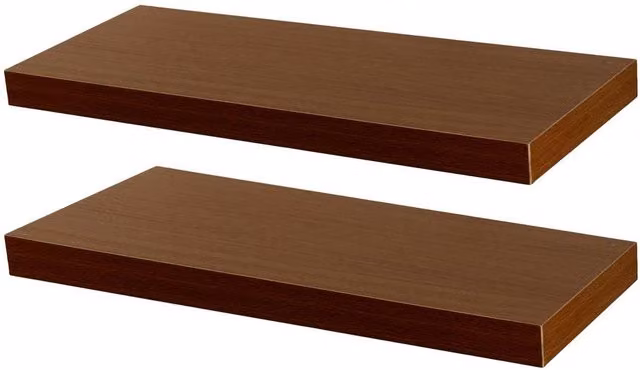 Harbour Housewares Modern Floating Wall Shelves, Pack of 2, Brown, W: 60 cm, D: 23.5 cm, H: 4 cm – 7