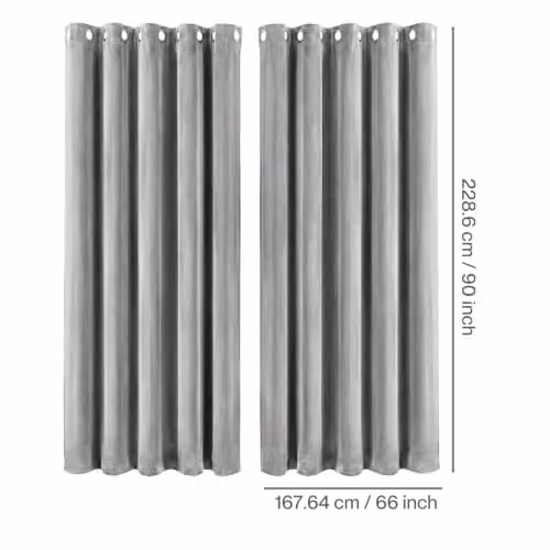 MARLOW Grey Velvet Blackout Eyelet Curtains, 2 Panels, W: 168 cm x D: 229 cm – 4