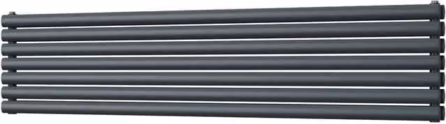 UK Radiators Omeara Axis Anthracite Elliptical Tube Horizontal Designer Double Panel Radiator W: 180 cm, H: 40.6 cm