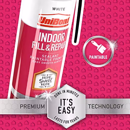 UniBond Fill and Repair Indoor Acrylic Sealant, White or Pink, 310g – 2