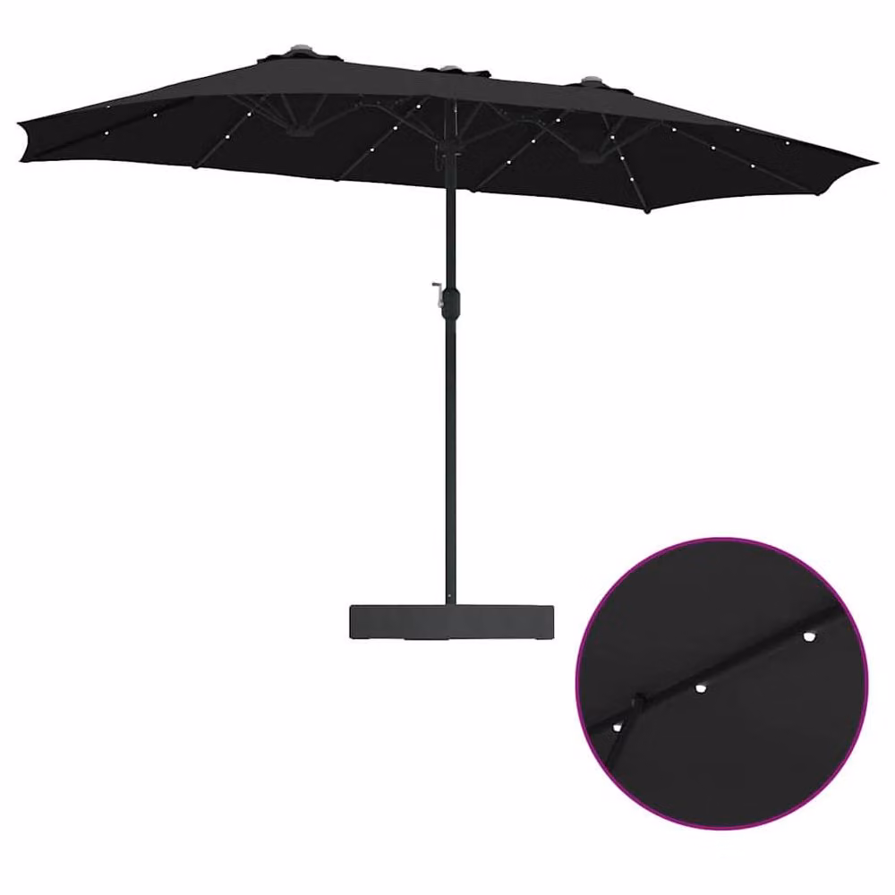 Berkfield Home Modern Folding Garden Parasol in Black Fabric, W/D/H: 385 x 209 x 244 cm – 6