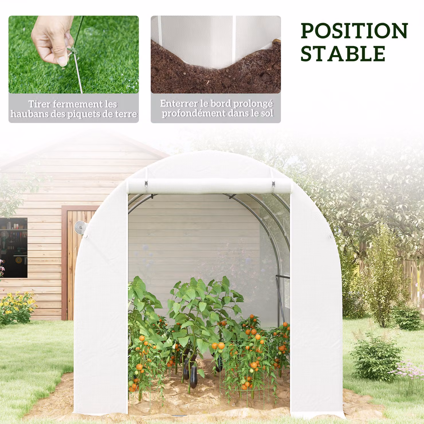 Outsunny White Steel Frame Polytunnel Greenhouse W: 296 cm, D: 196 cm, H: 200 cm – 4