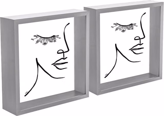 Nicola Spring Pack of 2 Grey 3D Deep Square Photo Frames, W/H: 20.32 x 20.32 cm