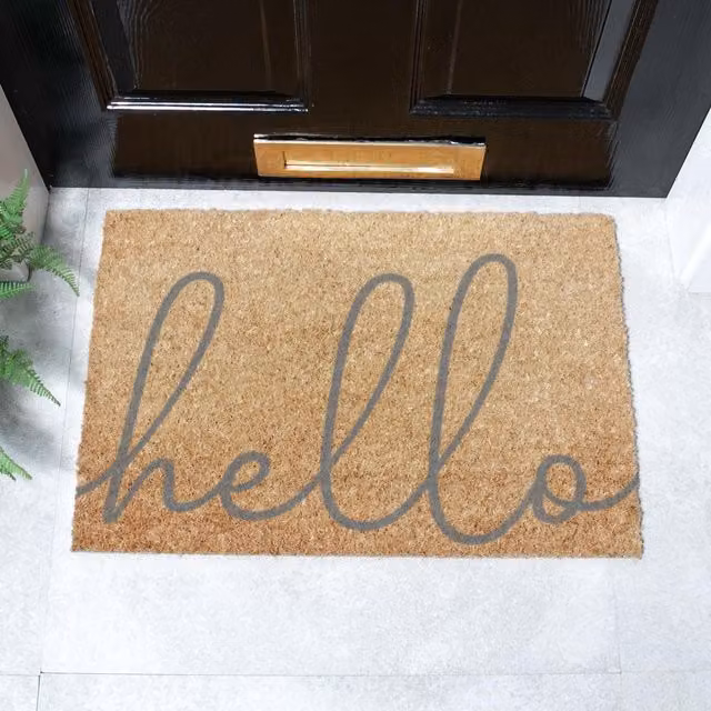 Artsy Mats Grey Hello Scribble Doormat, W/D: 60 x 40 cm