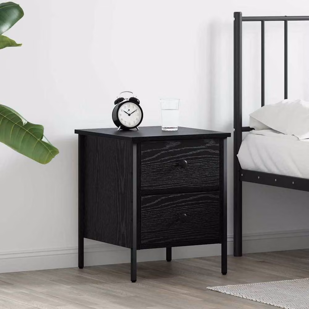 Berkfield Home Modern Bedside Cabinet in Black Oak, W/D/H: 40 x 42 x 50 cm – 2