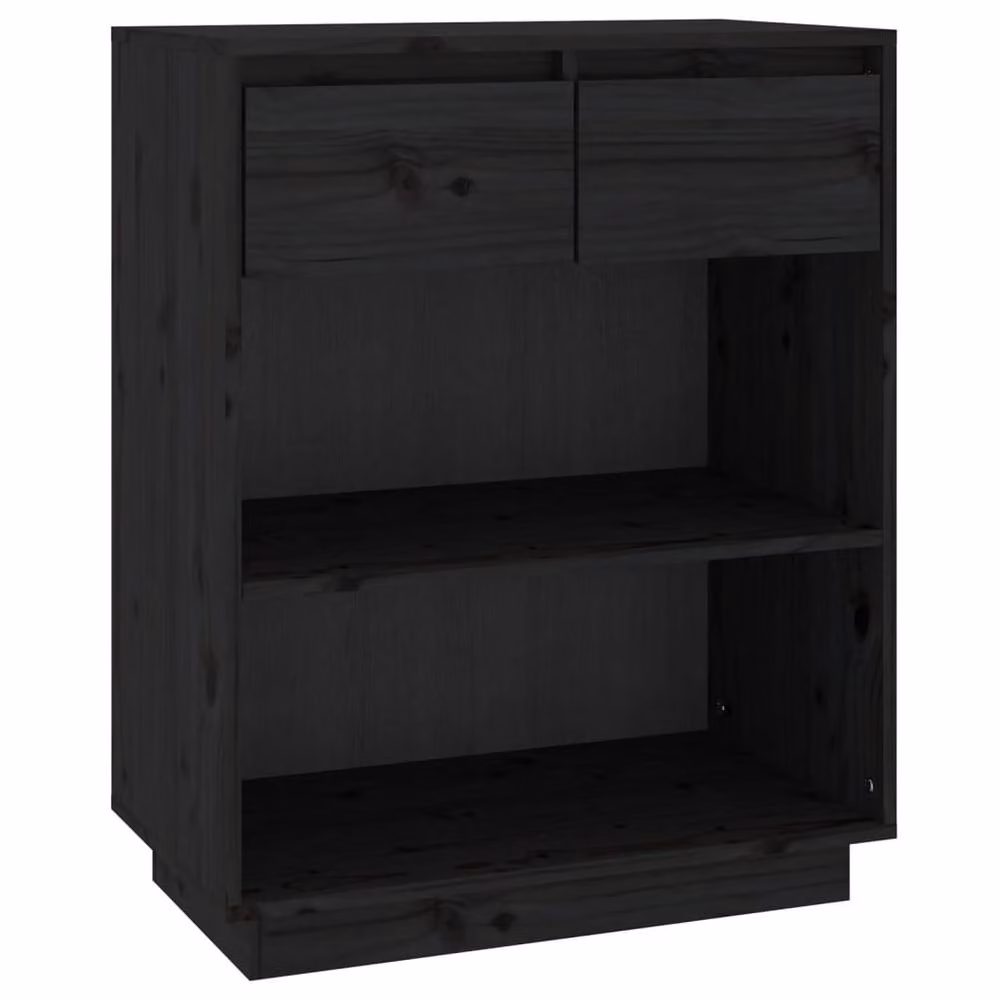Berkfield Home Beautiful Console Cabinet in Black Solid Pine Wood, W/D/H: 60 x 34 x 75 cm – 2