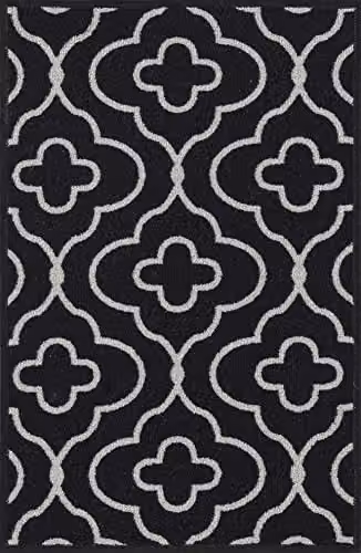Desire Rugs Black Quatrefoil Non-Slip Machine Washable Kitchen Floor Mat, W: 160 cm – 4