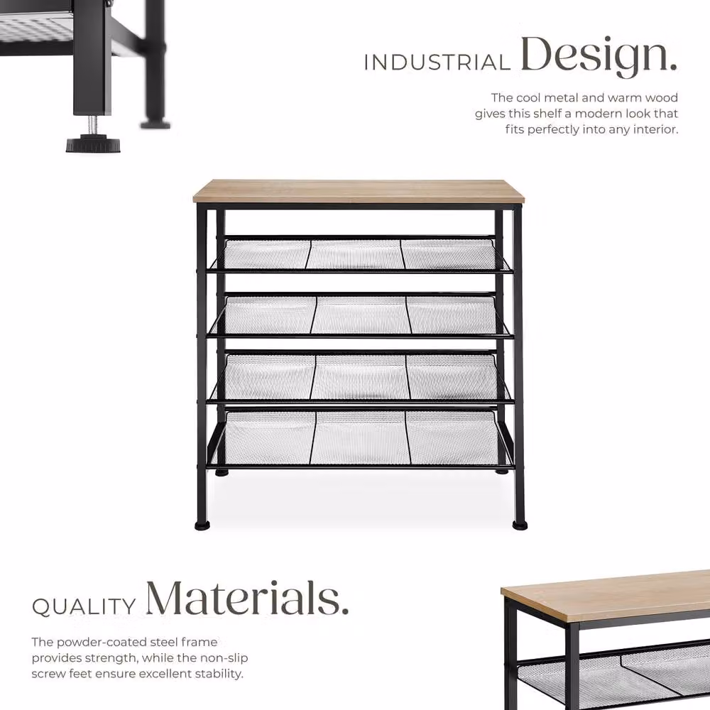 tectake Bournemouth Industrial Shoe Rack in Light Oak – 3