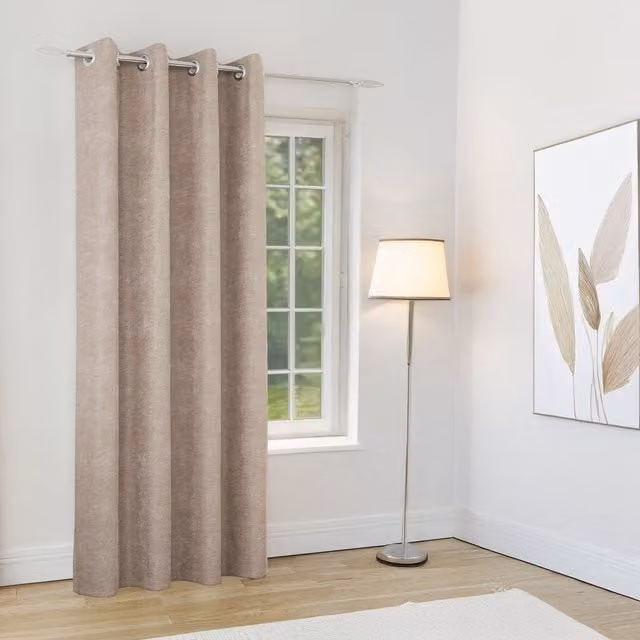 Enhanced Living Knightsbridge Sand Chenille Blackout Eyelet Curtain W: 66 in, H: 84 in