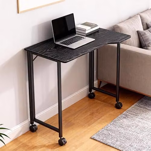 HOMCOM Small Folding Writing Desk with Castors, Black, W: 80 cm, D: 52 cm, H: 75 cm – 8