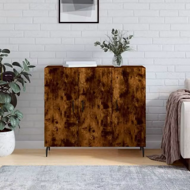Berkfield Home Modern Smoked Oak Sideboard in Brown, W/D/H: 90 x 34 x 80 cm – 1
