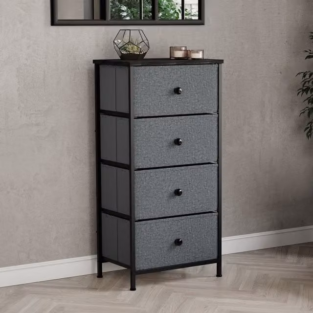 Vida Designs Modern Metal Chest of Drawers in Grey and Black