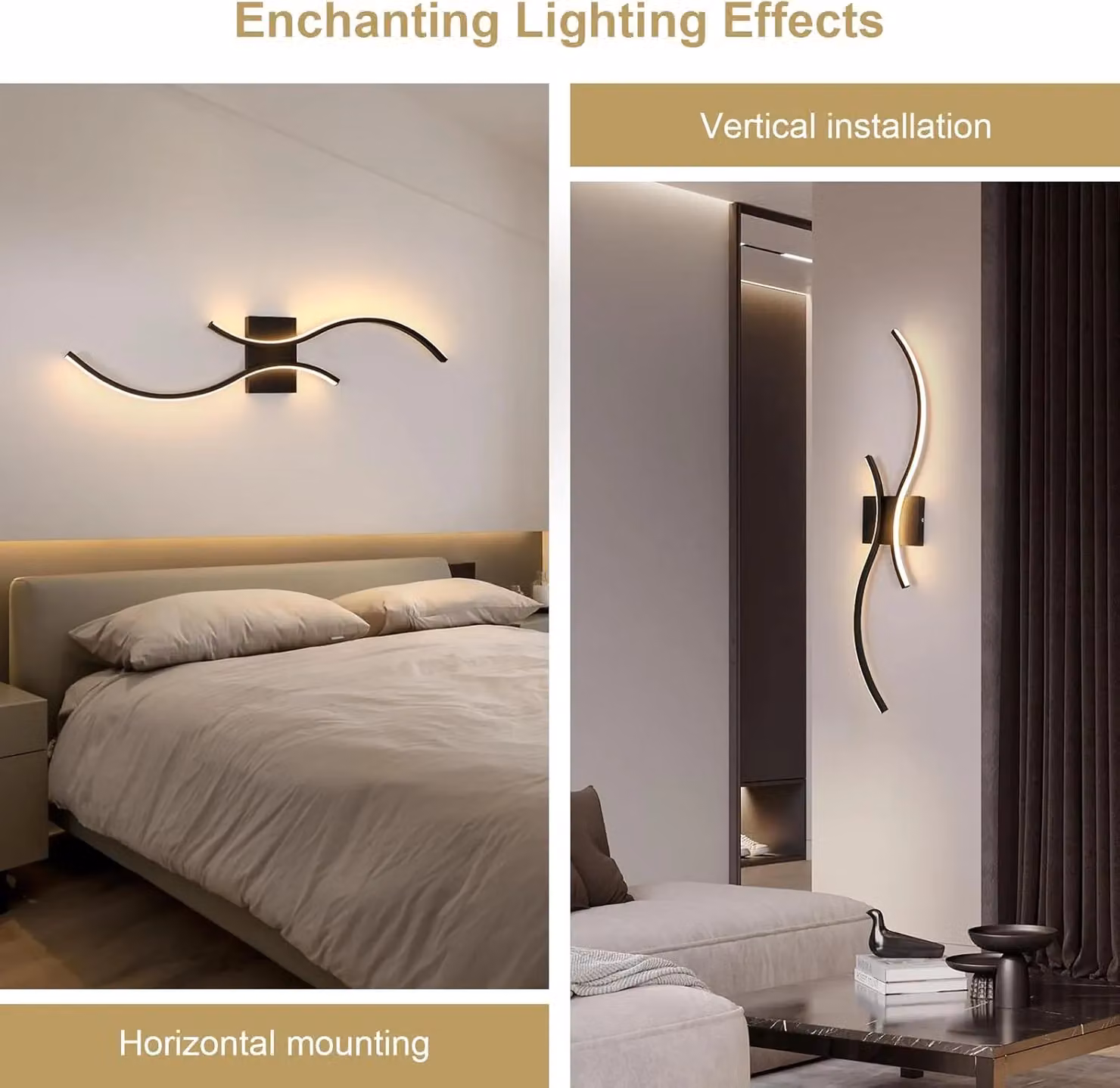 COMELY Modern LED Indoor Wall Light in Black, Diameter: 80 cm – 3