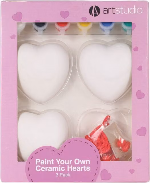 Art Studio Paint Your Own White Ceramic Hearts for Children