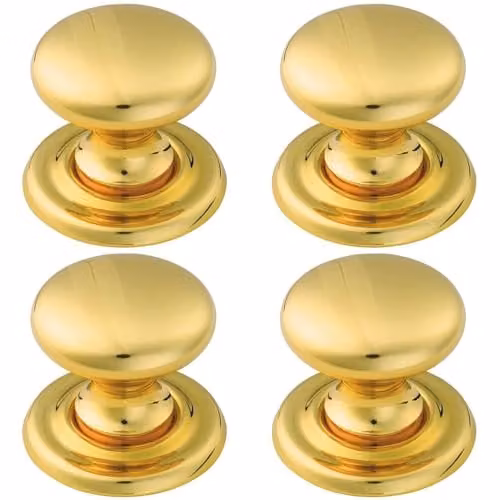 Loops 4 Pack Tiered Mushroom Cupboard Door Knobs in Polished Brass – 1