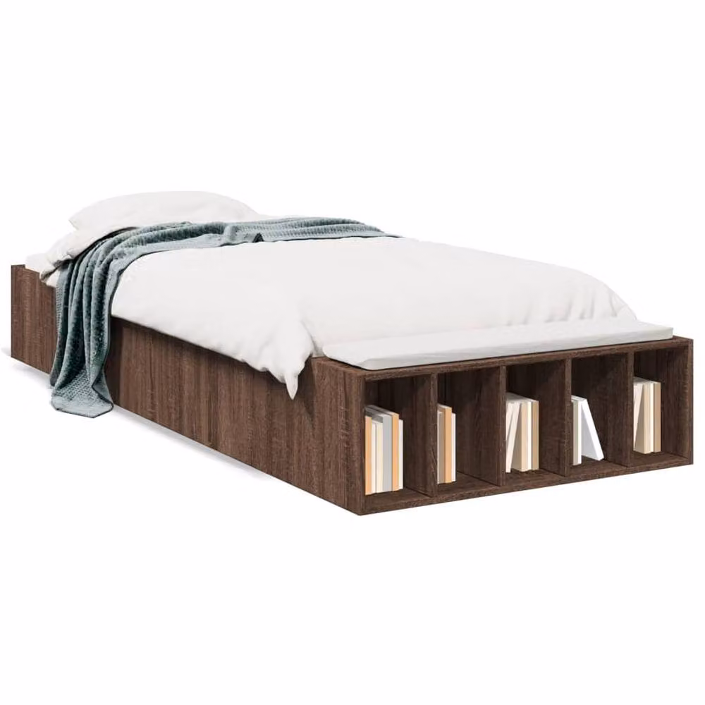 Berkfield Home Modern Bed Frame in Brown Oak, W/D/H: 100 x 200 cm – 3