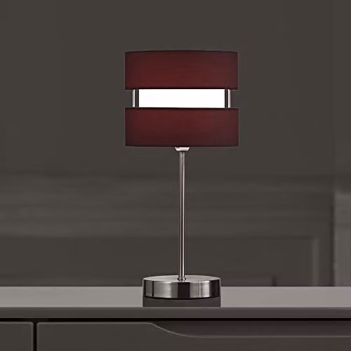 K LIVING Modern Table Lamp with Red Fabric Shade and Metal Base