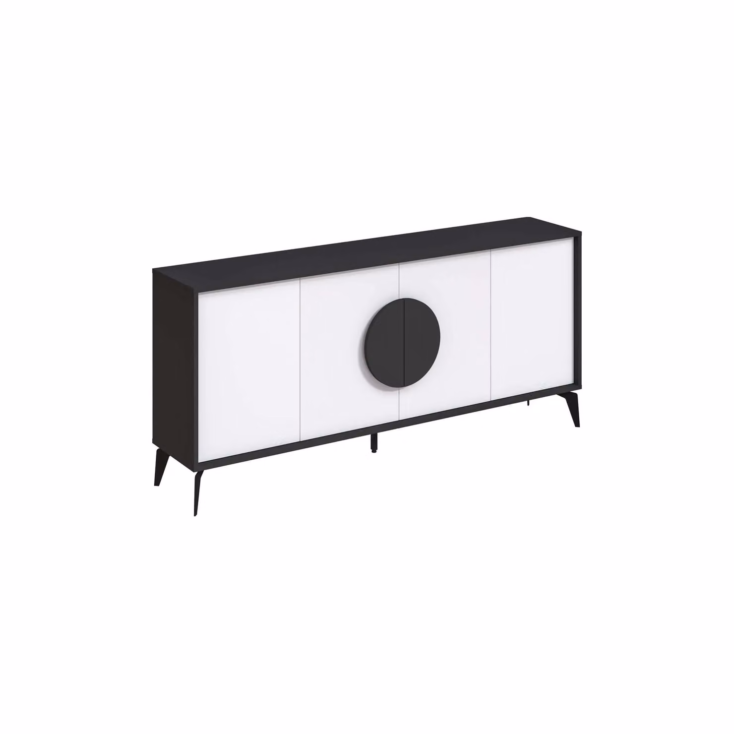 Decortie Gora 4 Door Sideboard Storage Cabinet with Metal Legs in Anthracite Grey and White, W: 180 cm – 2
