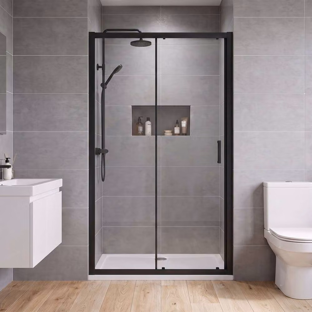 Balterley Rectangular Sliding Shower Door, Black, W: 110 cm, H: 190 cm – 2