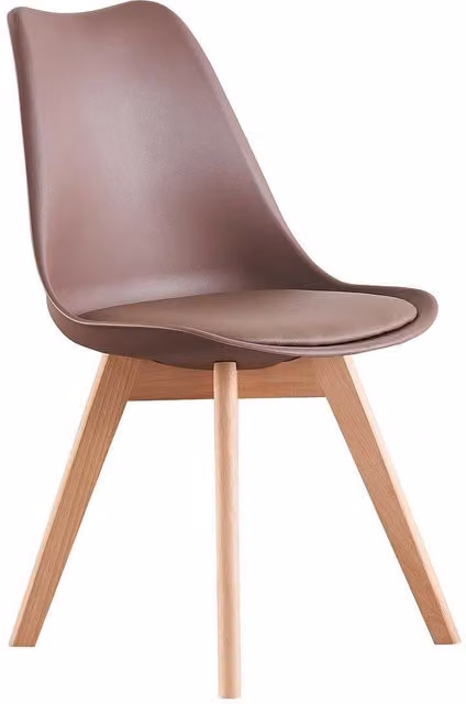 Life Interiors Scandinavian Dining Chair with Brown Leather Cushions and Solid Wood Legs – 2