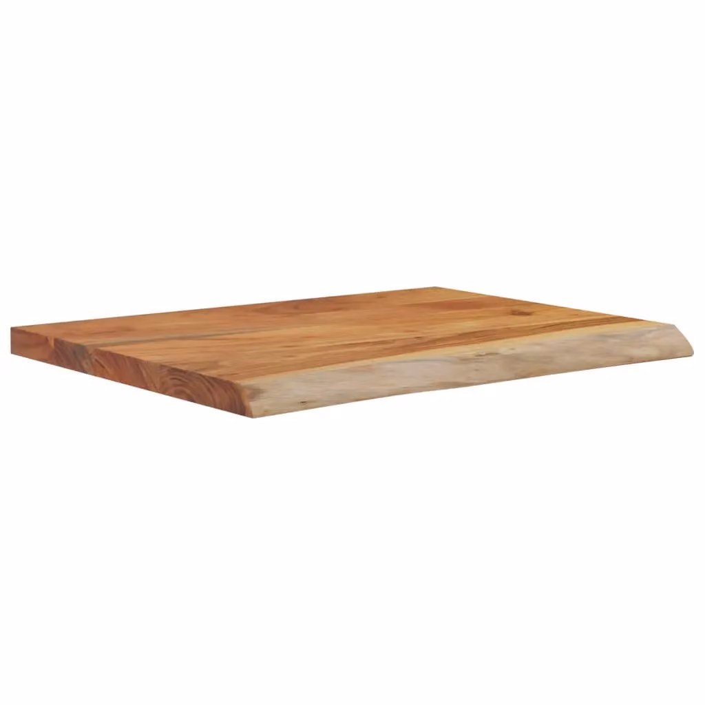 Berkfield Home Rectangular Acacia Solid Wood Wall Shelf with Live Edge, Brown, W: 50 cm, D: 40 cm, H: 2.5 cm – 3