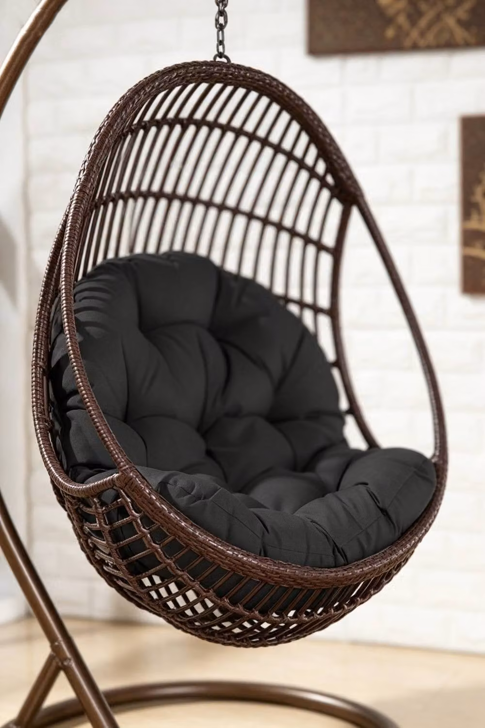 ExtraStar Black Cotton Garden Hanging Swing Egg Chair Cushions – 3