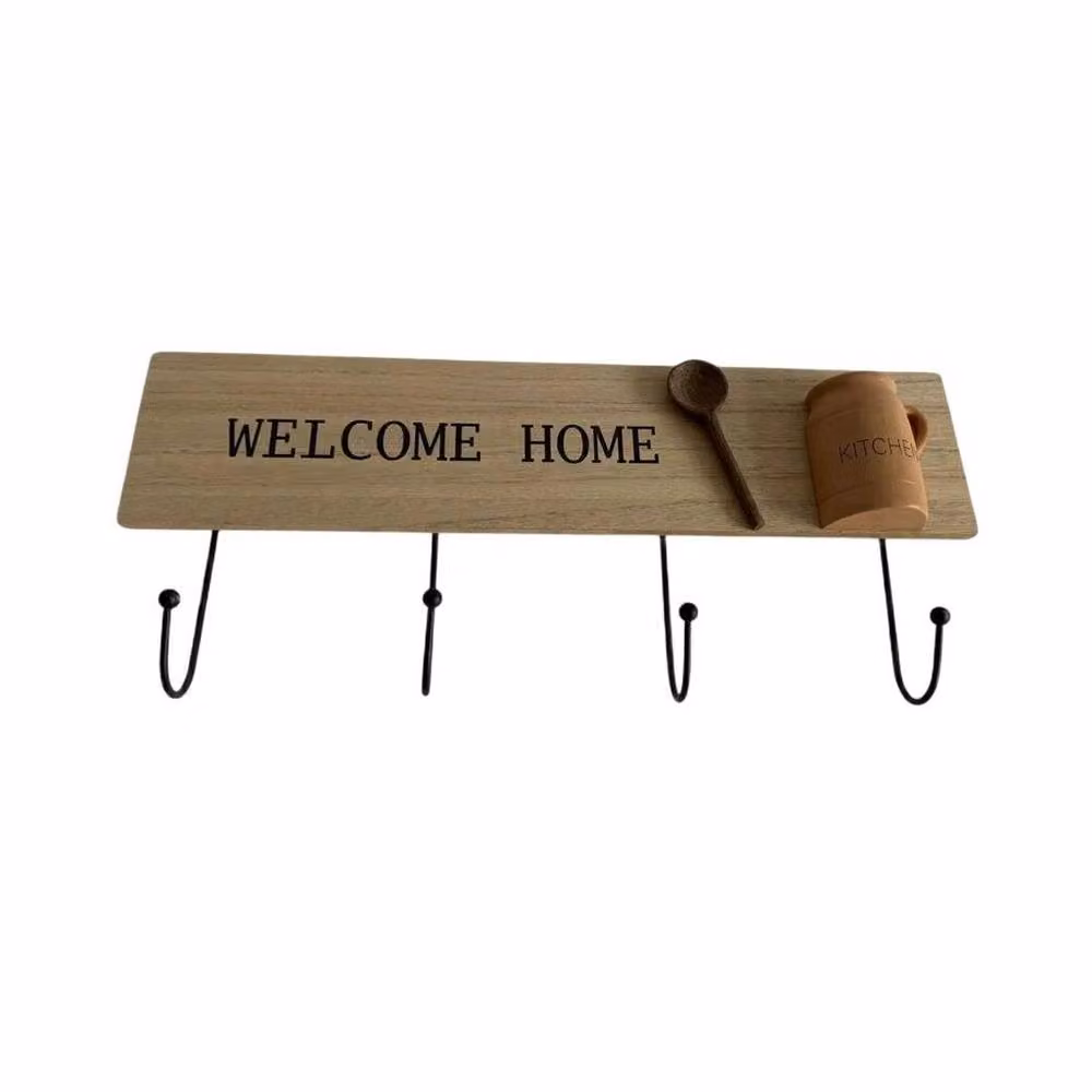 Minster Stylish Living Ltd Wooden Wall Hook Strip in Brown, W39 x H17 x D3 cm – 2