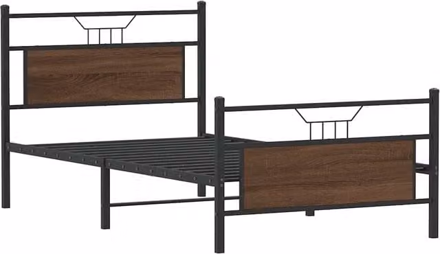 Berkfield Home Durable Bed Frame in Brown Oak, W/D/H: 100 x 200 cm – 1