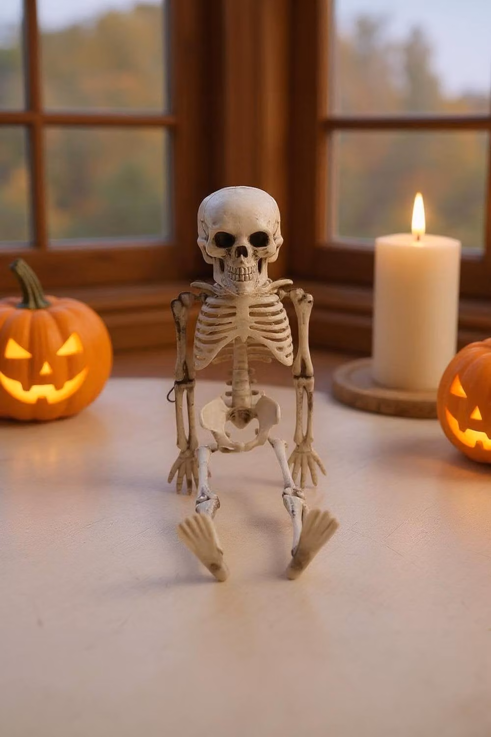 Garden Sanctuary Realistic Posable Hanging Skeleton for Halloween in White – 2
