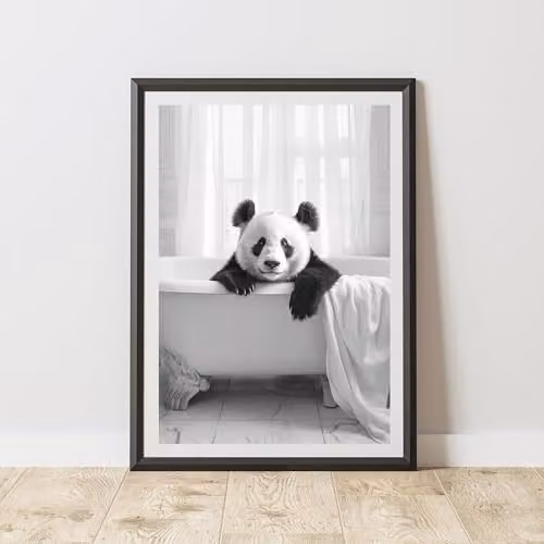 60 Second Makeover Panda In The Bath Animal Print Paper Poster, W: 21.0 cm, H: 29.7 cm