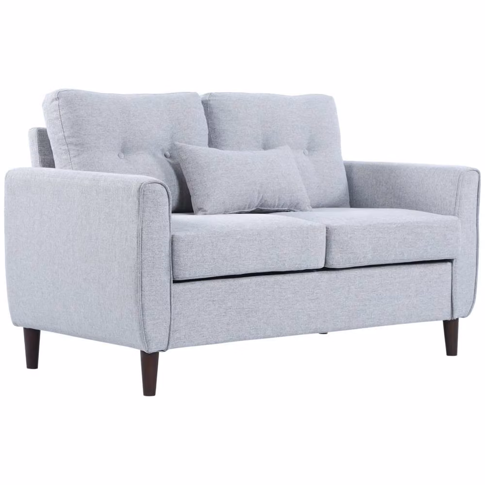 Wyld Haus Kero Lora 2 Seater Loveseat in Light Grey Linen Fabric with Spring Cushions and Solid Wood Frame, W: 140 cm, H: 83 cm, D: 140 cm – 2