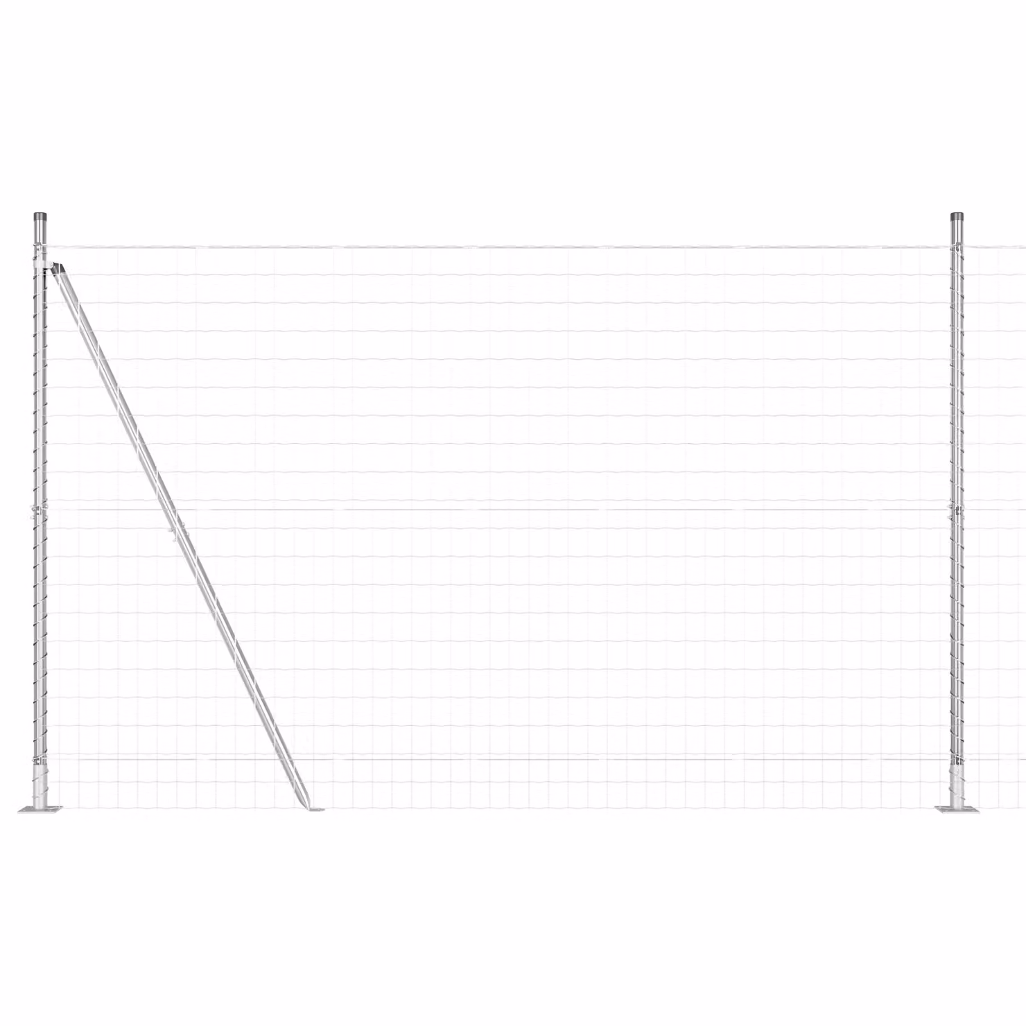 Berkfield Home Euro Fence with 7 Flanged Round Posts, Galvanised Steel, Silver/Grey, W: 10 m, H: 1.5 m – 2