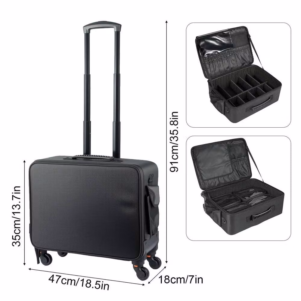 Nordara Canvas Salon Trolley with Wheels in Black – 2
