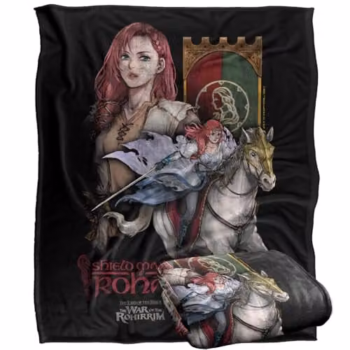 LOGOVISION Lord of the Rings War of the Rohirrim Hera Shieldmaiden of Rohan Homage Super Soft Fleece Throw Blanket, Multicolour, W: 152 cm, D: 127 cm
