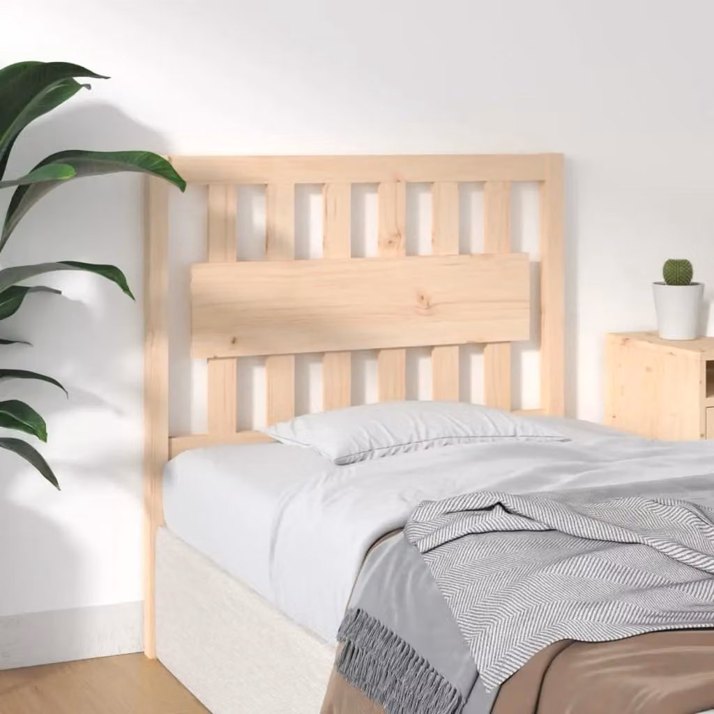 Berkfield Home Rustic Solid Pine Wood Bed Headboard, Brown, W/D/H: 95.5 x 4 x 100 cm