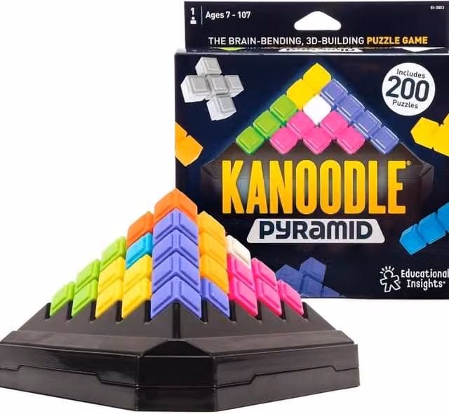 Kanoodle Pyramid Brain and Logic Game with 2D and 3D Cognitive Puzzles in Multicolour