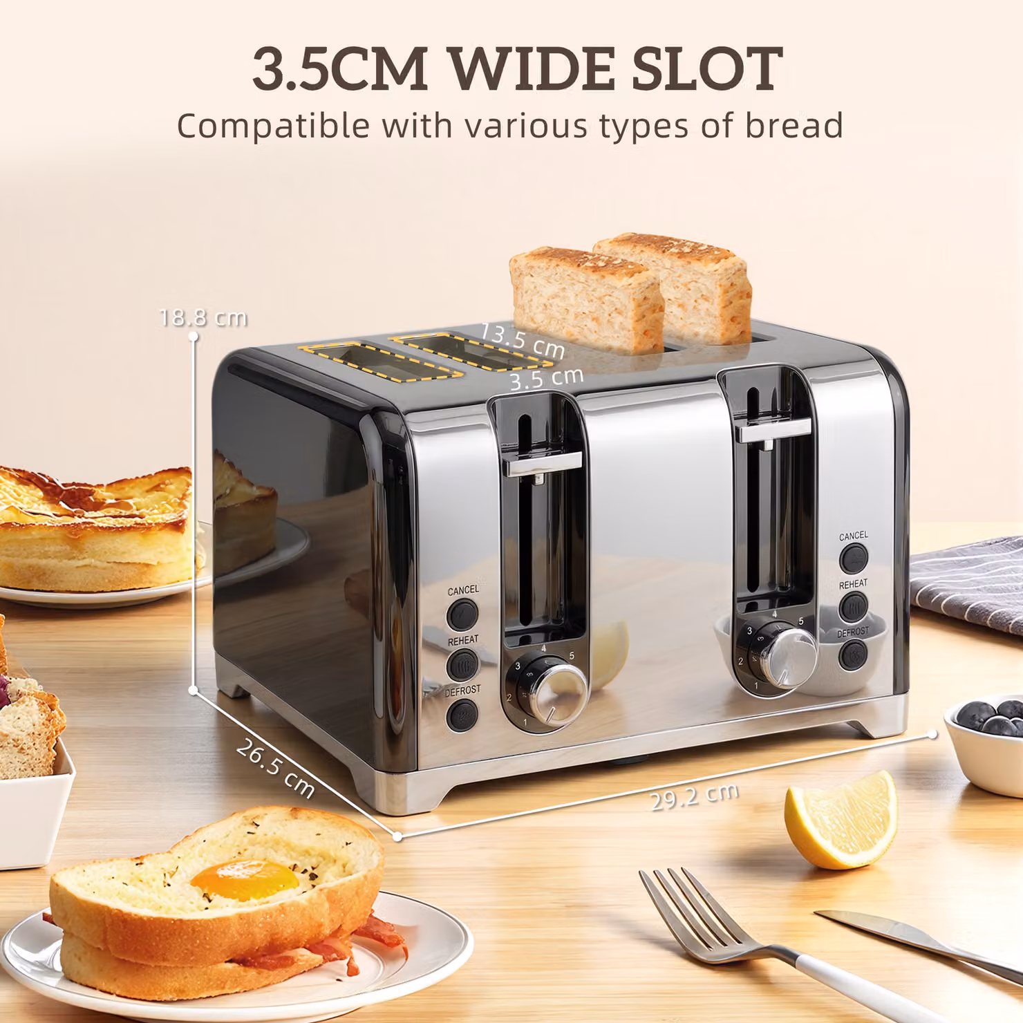 HOMCOM Retro Kettle and Toaster Set in Black and Silver with 2500W Power and Auto Shut-off – 6