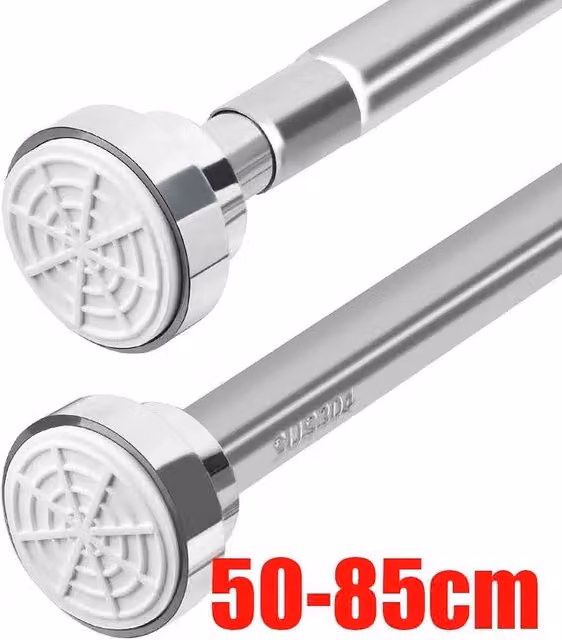 PAWNORA Heavy Duty Silver Stainless Steel Tension Rod Clothes Rails, 2 Pack – 1