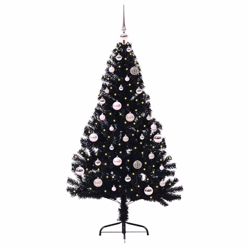 Berkfield Home Artificial Pre-lit Christmas Tree, Black, Height: 150 cm – 2