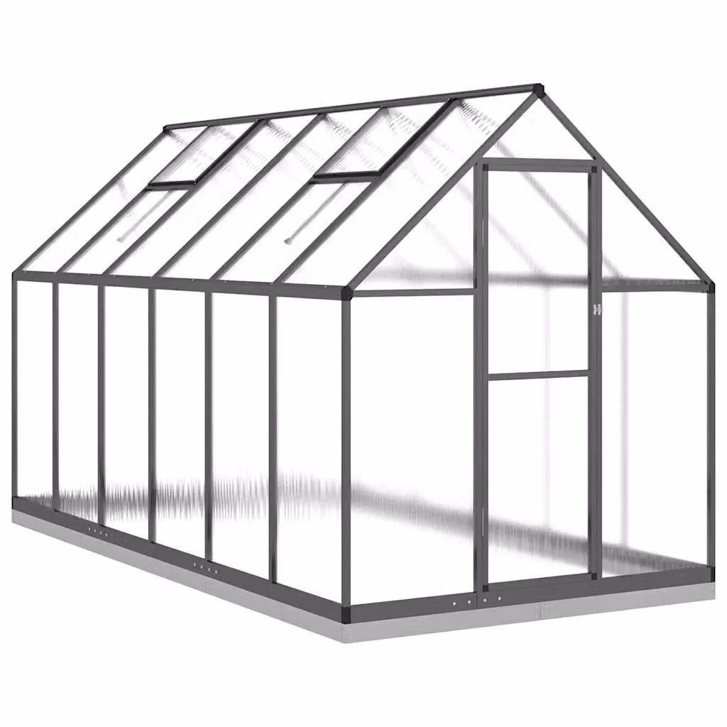 Berkfield Home Anthracite Aluminium Greenhouse with Base Frame and Polycarbonate Panels W/D/H: 334 x 169 x 202 cm – 2