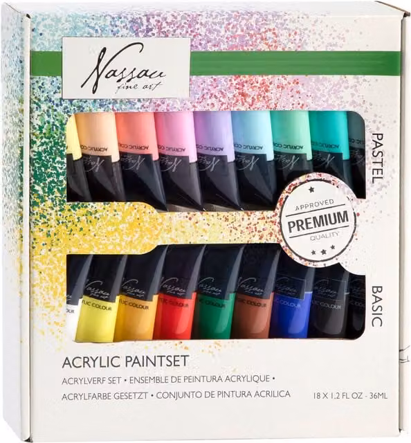 Totum 18 Colour Acrylic Paint Set in Multicolour and White