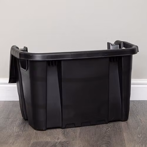 Samuel Alexander Pack of 4 Heavy Duty Plastic Stackable Pick Bin Storage Crates with Handles, Black, W: 59 cm, D: 41 cm, H: 36 cm – 5